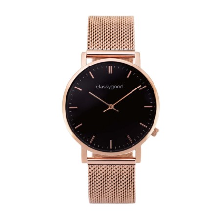 Watch Classic Rosegold Black - Metal Wristband rosegold